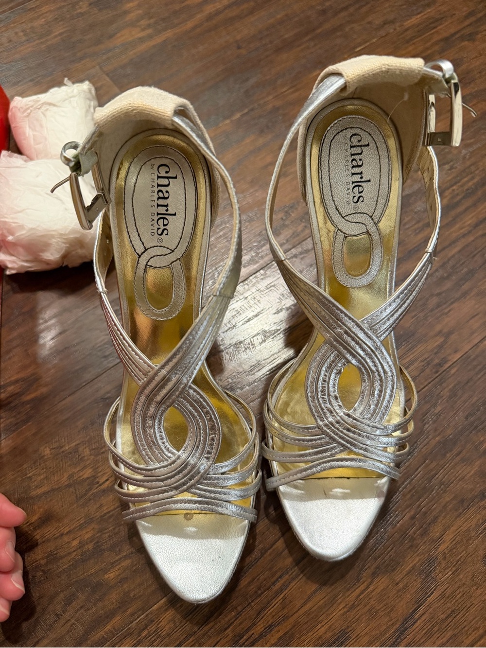 Charles by Charles David Silver Strappy Dress Sandals ‘Prissy’